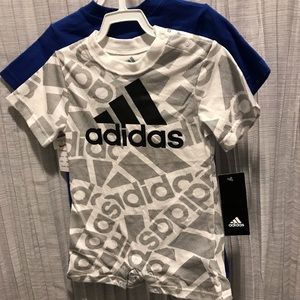 ADIDAS BOY 18 M BLACK SHORT & TEE SET & BLUE ONE PIECE & GRAY PRINT ONE PIECE